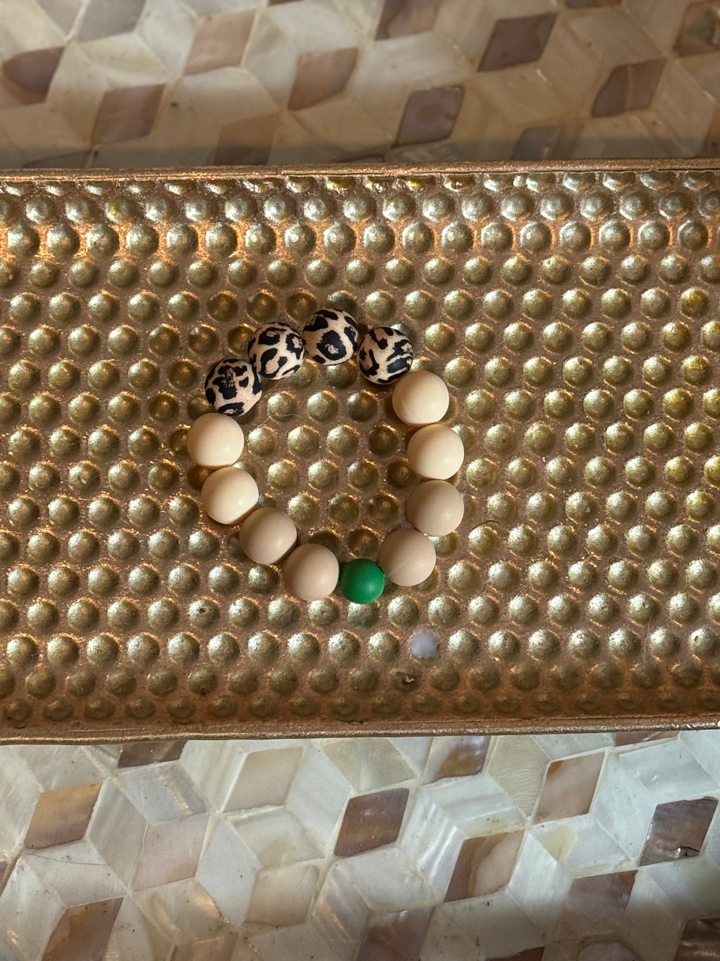 Green & Cream Tiger Silicone Bracelet