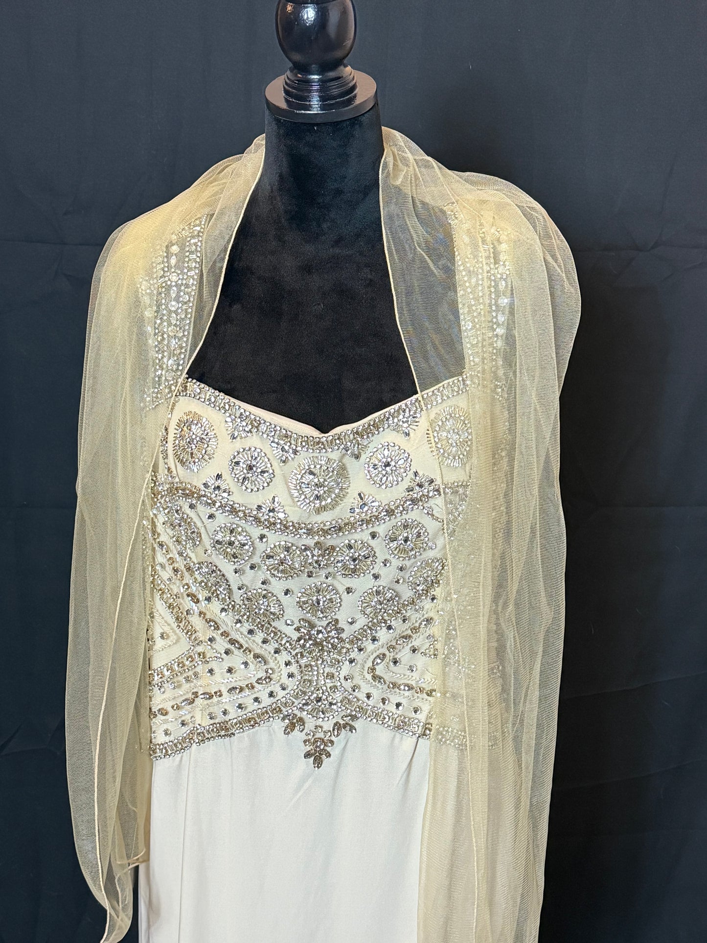 Cream Jeweled Dress