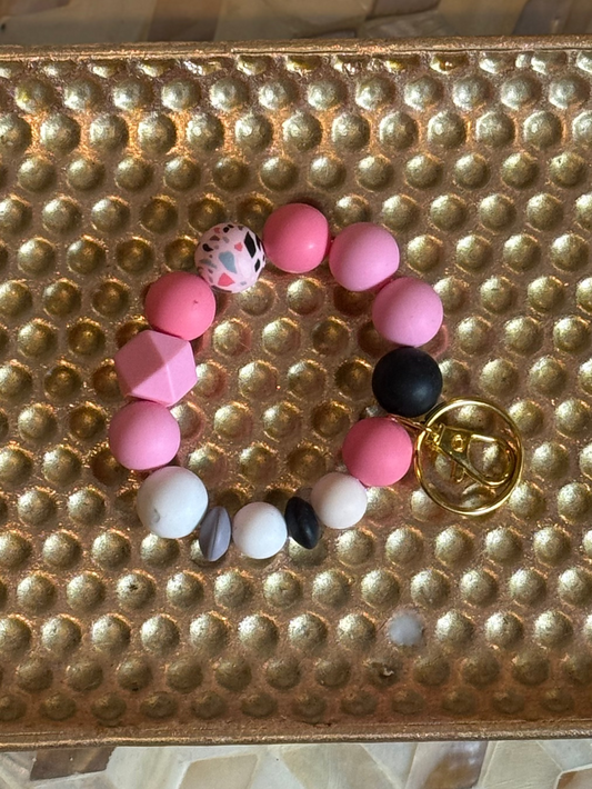Pink Dot Key Chain Bracelet