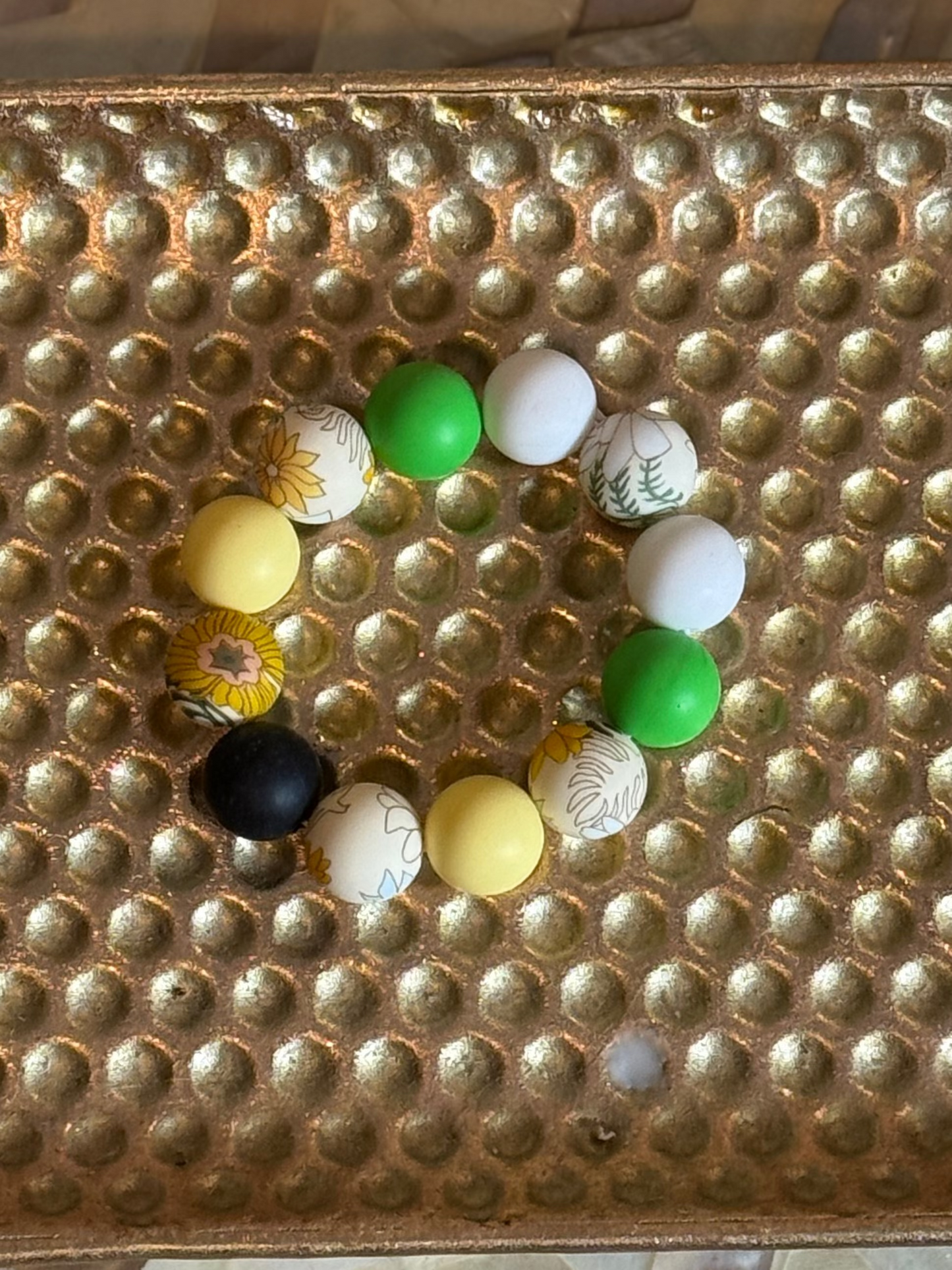 Green & Yellow Floral Silicone Bead Bracelet