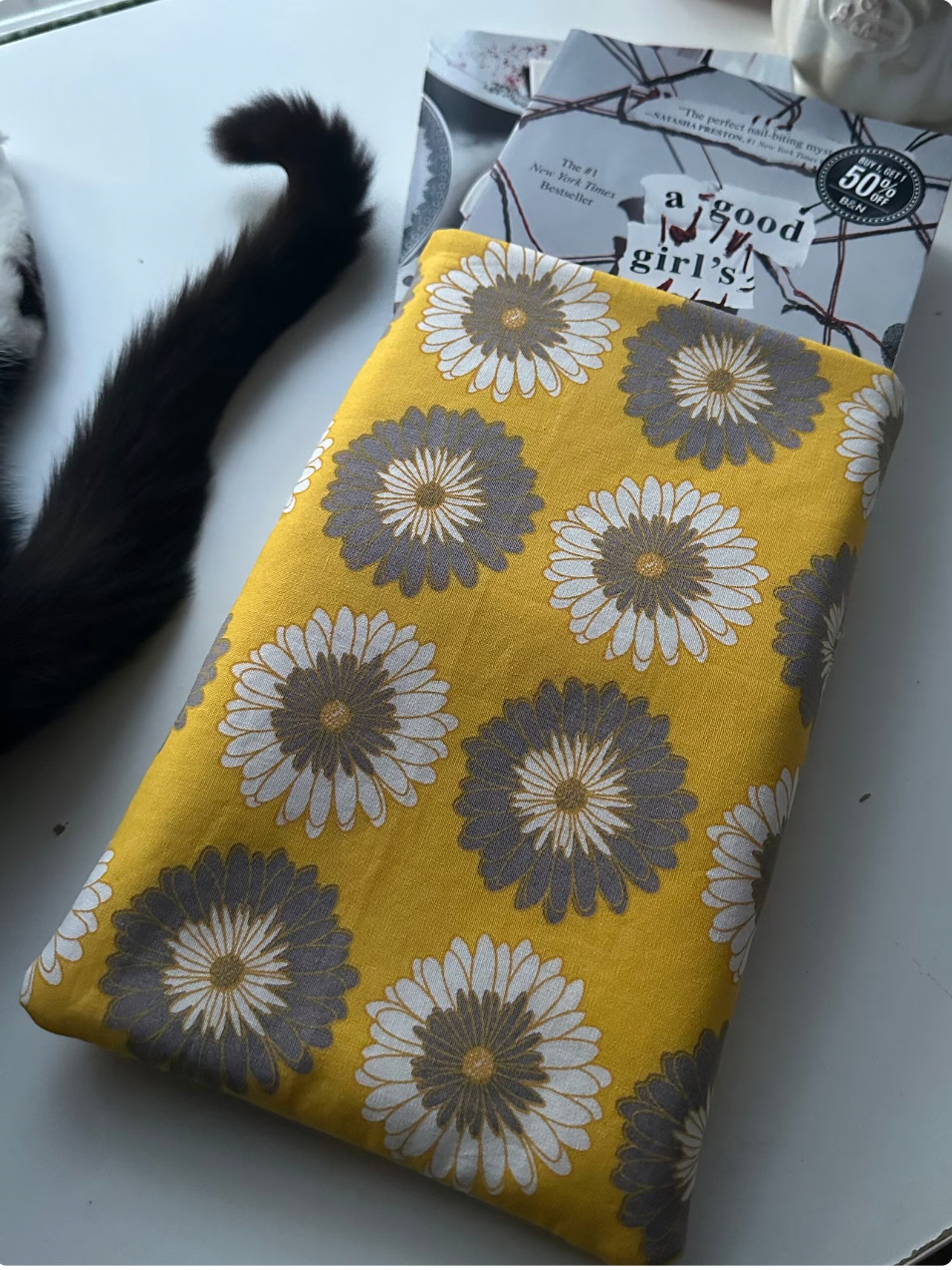 Yellow Flowered Book Sleeve, Book Cover